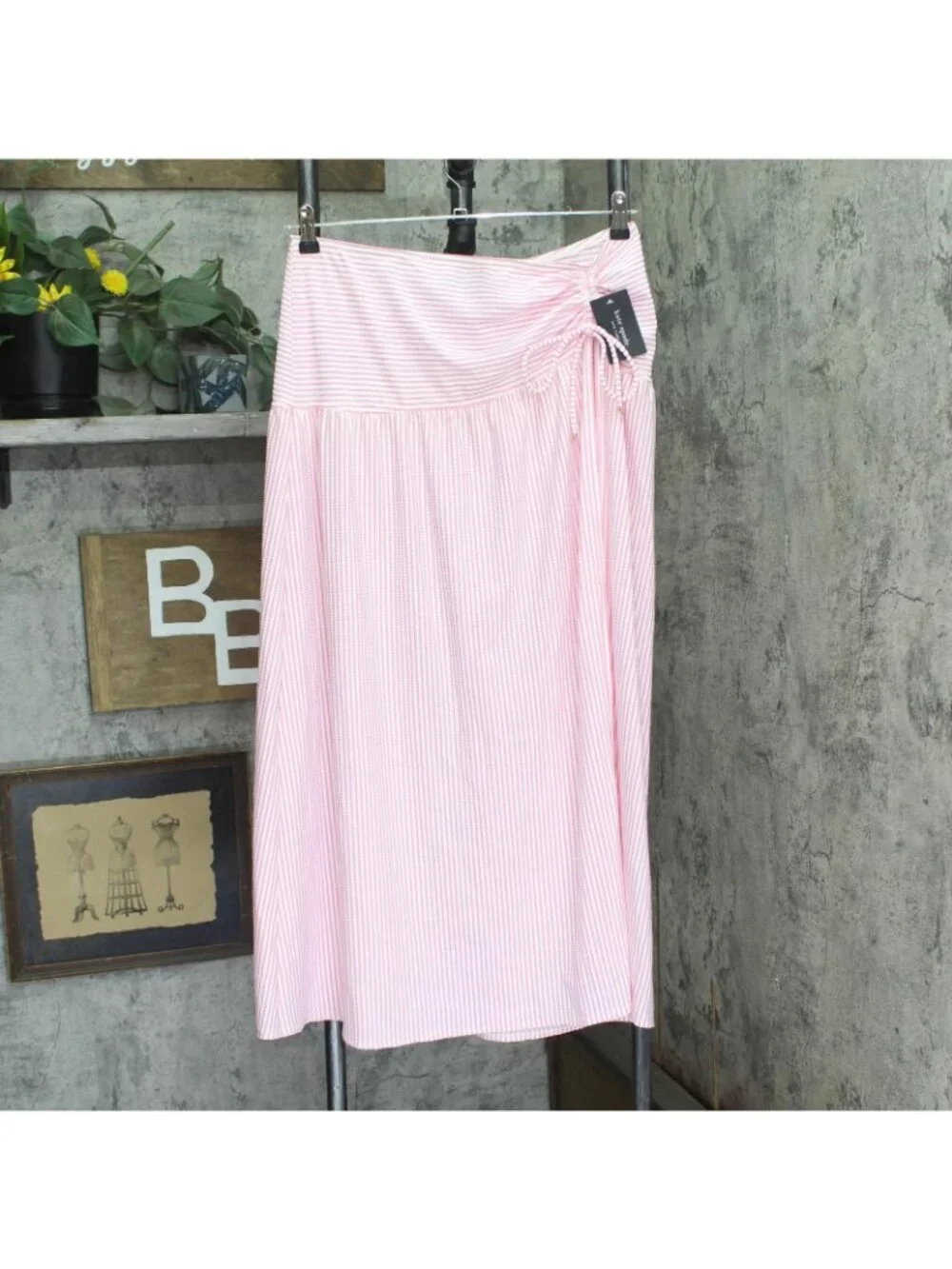 NWT Kate Spade Long Cover-Up Skirt with Shirred Open Side Begonia Bloom Pink L